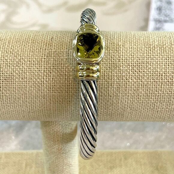 David Yurman Noblesse Blackened sterling silver, gold and prasiolite cuf… - Picture 1 of 8